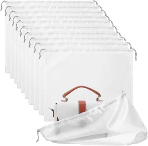10 Pcs Dust Bags for Purses and Handbags, 19.6 × 15.7 Inch Dust Cover Bags with Drawstring for Storage White Travel Storage Pouch for Handbag Purse Shoes Boots