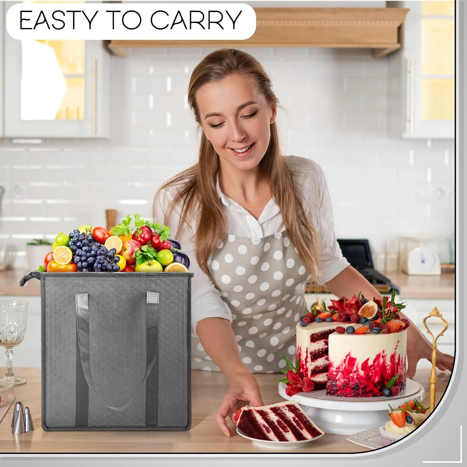 10 Pcs Insulated Shopping Bags For Groceries Large Reusable Cooler Bags Thermal Totes With Zippered Top For Hot Cold Food Delivery Refrigerator Pizza(Grey,Black)