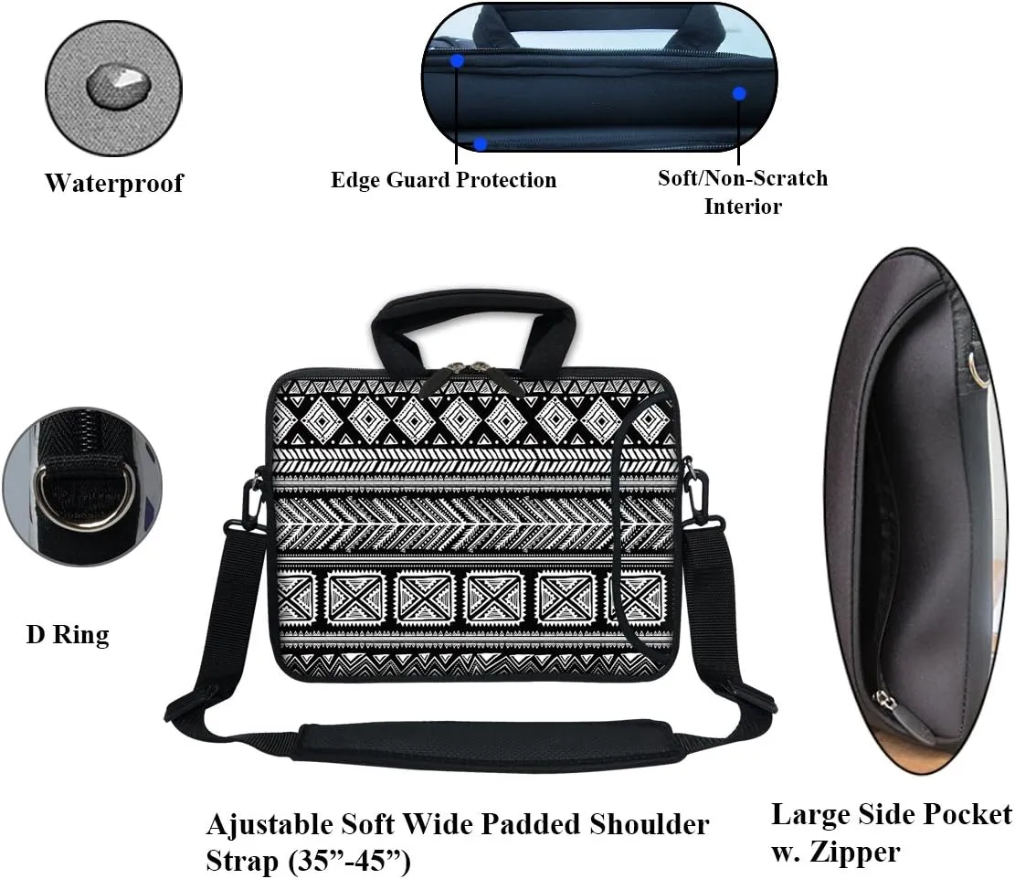 12 Inch Water Resistant Neoprene Laptop Bag with Reinforced Zipper, Strap, Pockets, Fits 11.6" to 12.3" Laptops