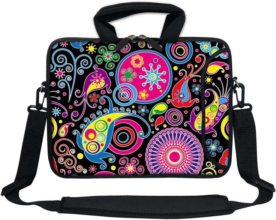12 Inch Water Resistant Neoprene Laptop Bag with Reinforced Zipper, Strap, Pockets, Fits 11.6" to 12.3" Laptops