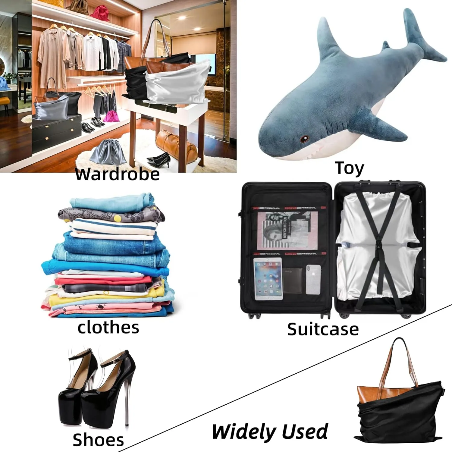 12 Pack Dust Bags for Handbags Storage Silk Cloth Bag With Drawstring Travel Storage Pouch for Handbag Purse Shoes Boots