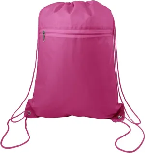 (12 Pack) Set of 12- Economical Drawstring Polyester Backpack with Front Pocket