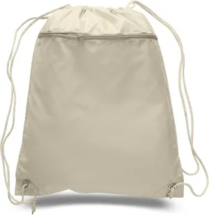 (12 Pack) Set of 12- Economical Drawstring Polyester Backpack with Front Pocket