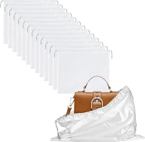 15 Pack Purse Dust Bags for Storage, Silk Dust Cover Bag Dust Bags for Purses and Handbags Dustproof Travel Storage Pouch With Drawstring for Handbag Purse Shoes Boots(White, 19.6 × 15.7 in)