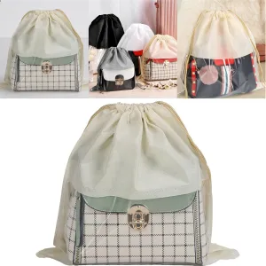 15 Packs Dust Bags for Beige Handbags, Clear Beige Handbag and Purse Storage Organizer, 14"x14" / 35x35 cm Non-Woven Drawstring Cover with Window