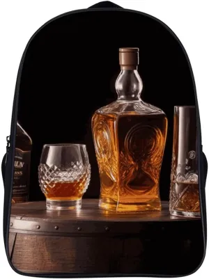 16 Inch Backpack Whisky Beer Pictures Laptop Backpack Lightweight Full Print Travel Bag Casual Daypack for Women Men