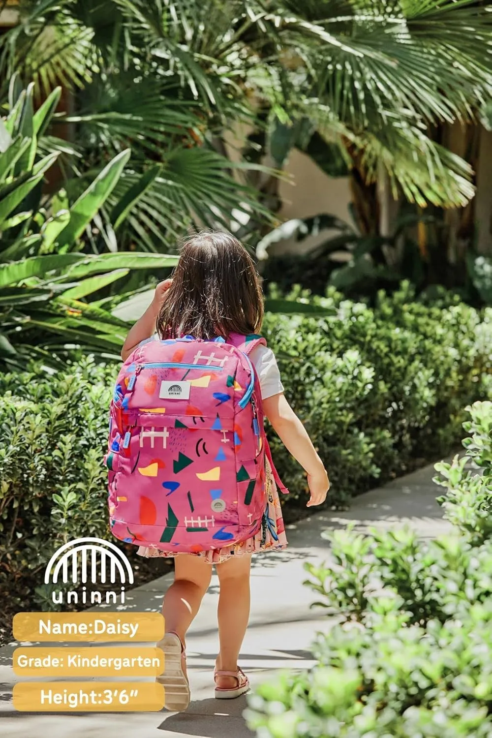 16" Kid's Backpack for Girls and Boys Age 6  with Padded, and Adjustable Shoulder Straps. Fits for Height 3'9" Above Kids (Abstract Fuchsia)