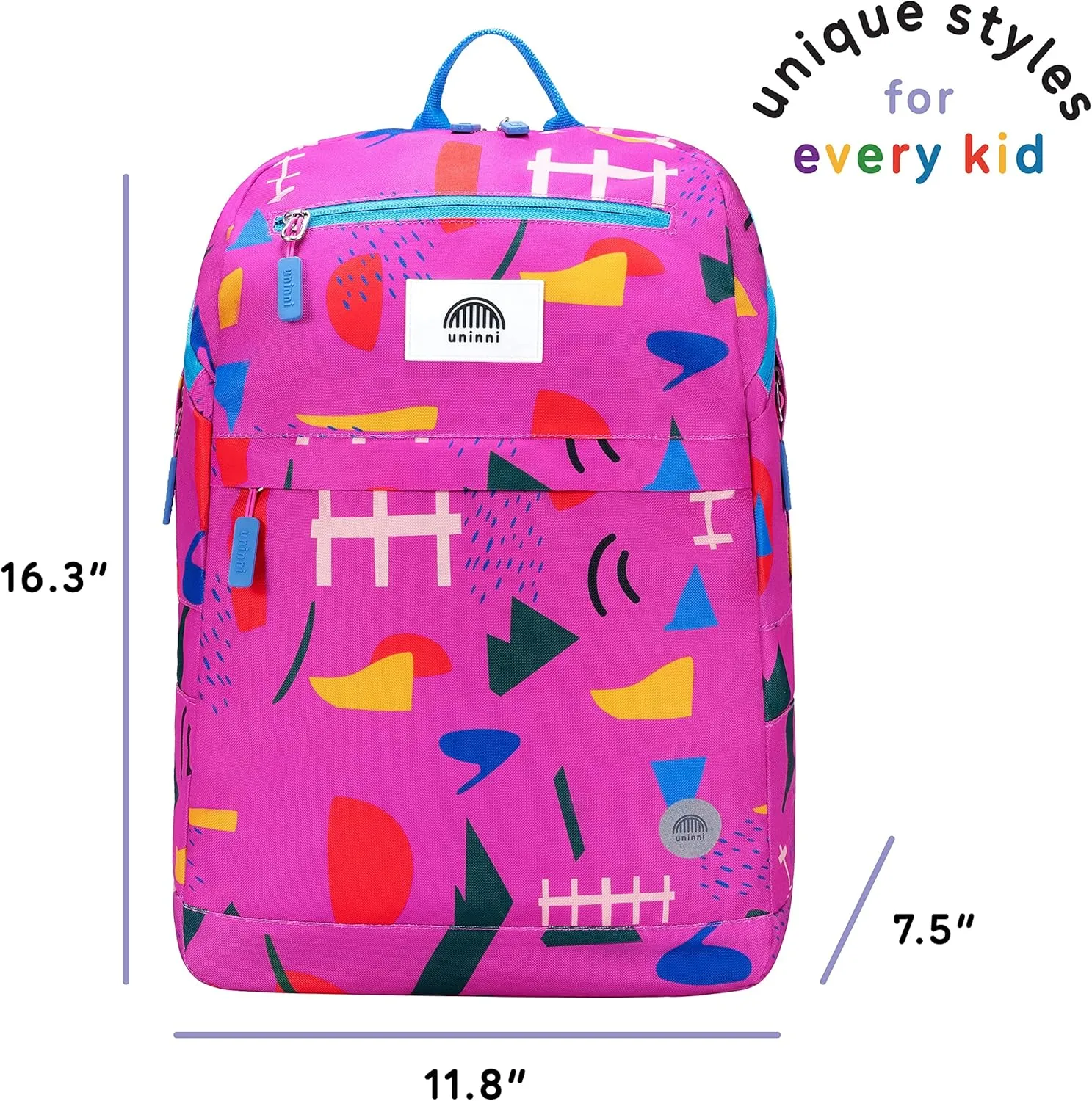 16" Kid's Backpack for Girls and Boys Age 6  with Padded, and Adjustable Shoulder Straps. Fits for Height 3'9" Above Kids (Abstract Fuchsia)
