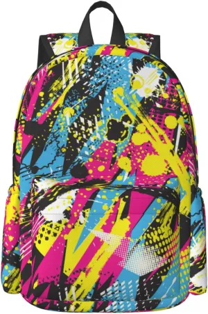 17 inch Backpack Grunge Colorful Chaotic Pattern Laptop Backpack School Bookbag Shoulder Bag Casual Daypack