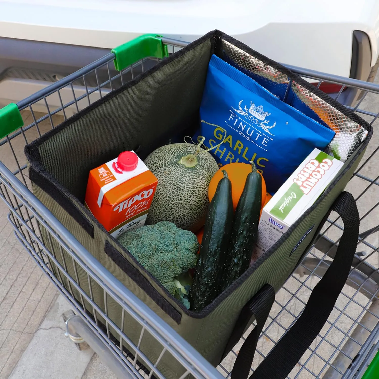 2 Pack Insulated Grocery Bags - Stackable Collapsible Foldable Reusable Cooler Totes for Groceries, Frozen Food & Travel