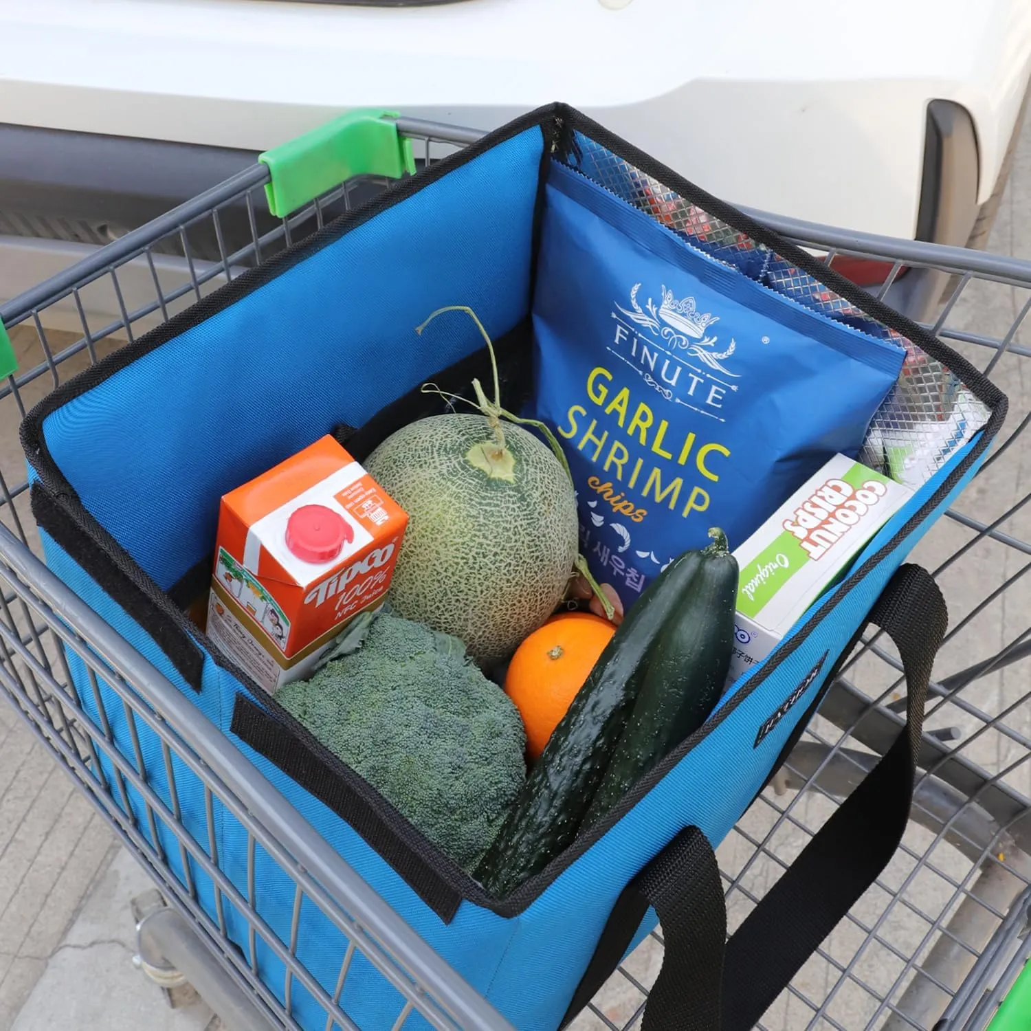 2 Pack Insulated Grocery Bags - Stackable Collapsible Foldable Reusable Cooler Totes for Groceries, Frozen Food & Travel