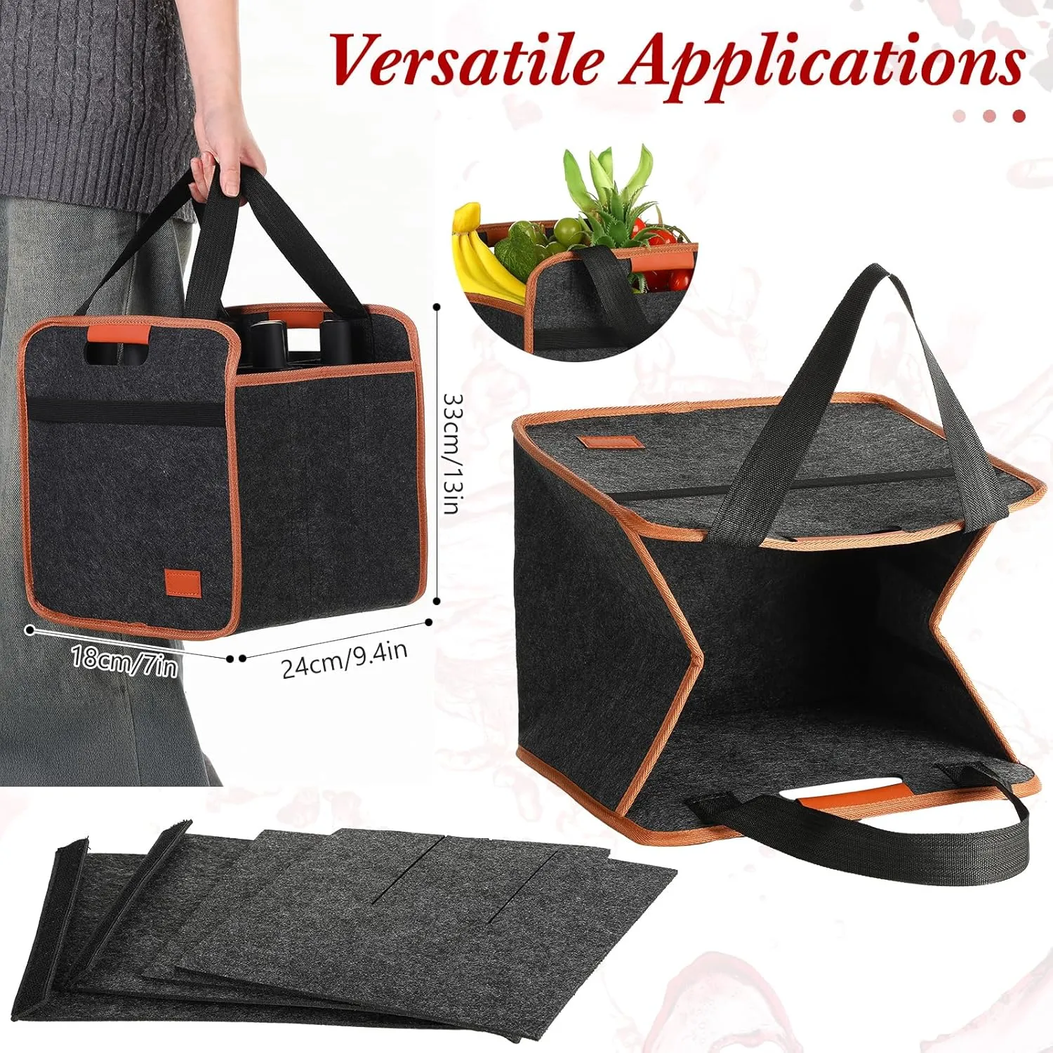2 Pack Wine Carrier 6 Bottles Tote Reusable Wine tote Bags Insulated Grocery Bags for Christmas Travel, Camping and Picnic(Brown,8.07" X 29.5" X 30.5")