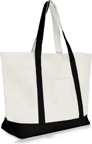 22" Heavy Duty Cotton Canvas Tote Bag (Zippered)