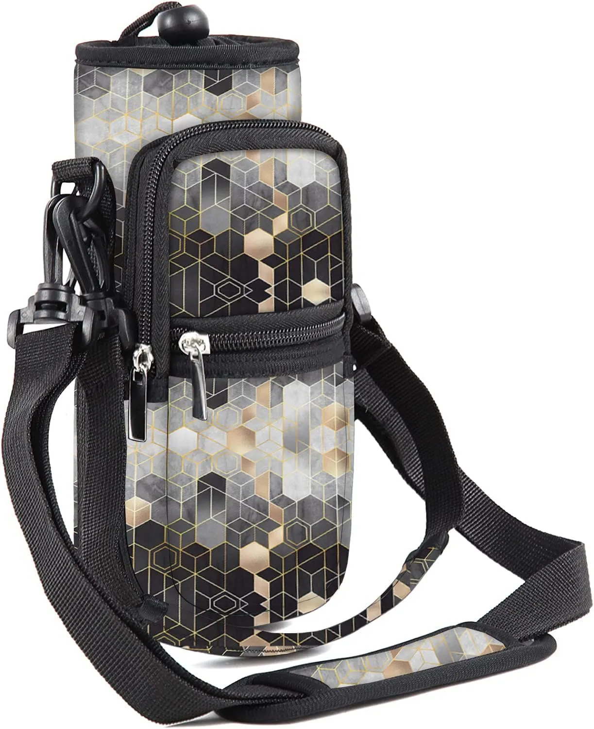25/32/40/64oz Water Bottle Bag Holder Carrier - Insulated Crossbody Sling Bag Case Sleeve with Strap and Pockets for Men Women Travel Cycling Walking Gym Hiking Camping