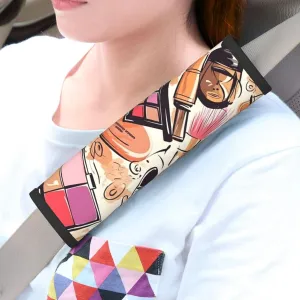 2PCS Car Seat Belt Pads Universal Auto Seat Belt Cover Cosmetic And Makeup Theme Pattern Harness Pads Pram Strap Covers Seatbelt Shoulder Pad Automotive Cushion Pad Cover for Car Interior Accessories
