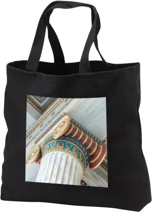 3dRose Black Tote Bag JUMBO 20w x 15h x 5d - Architectural column detail, Academy of Athens, Athens, Greece Architecture