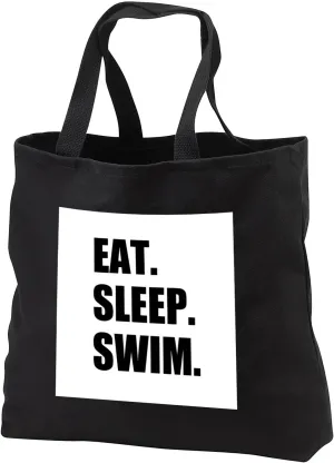 3dRose Eat Sleep Swim - swimming enthusiast - swimmer passion - black text Tote Bag