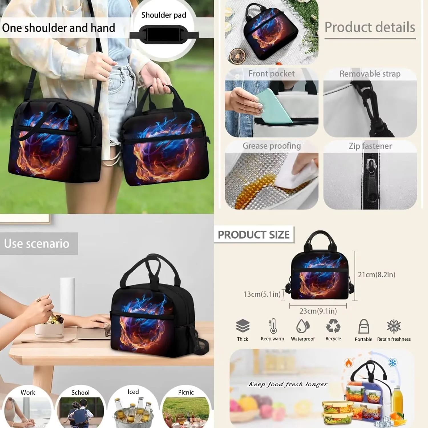 4 PCS Backpack Set Basketball Backpack for Boys Elementary School Bag with Lunch Bag Pencil Pouch Water Bottle Carrier Bag Set Kids Student Bookbag