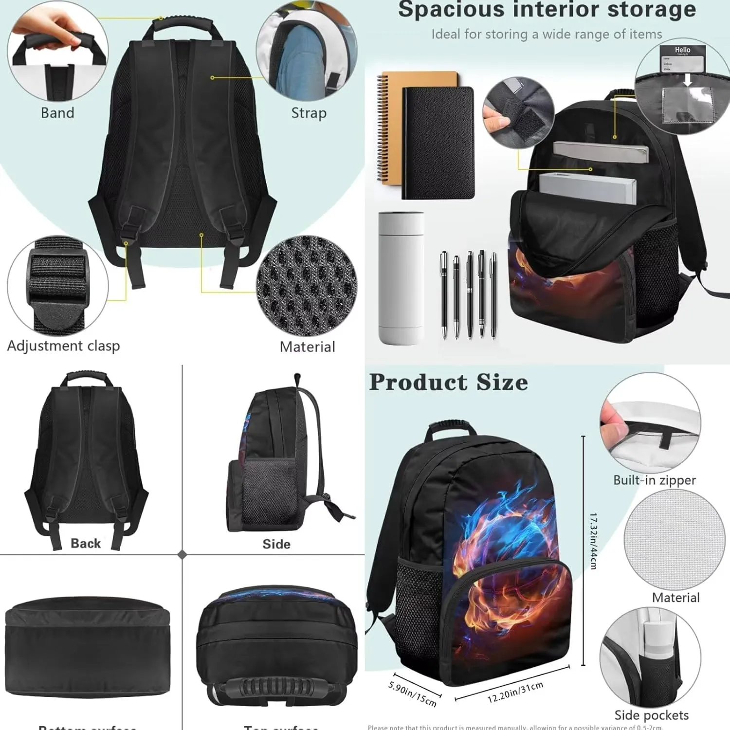 4 PCS Backpack Set Basketball Backpack for Boys Elementary School Bag with Lunch Bag Pencil Pouch Water Bottle Carrier Bag Set Kids Student Bookbag