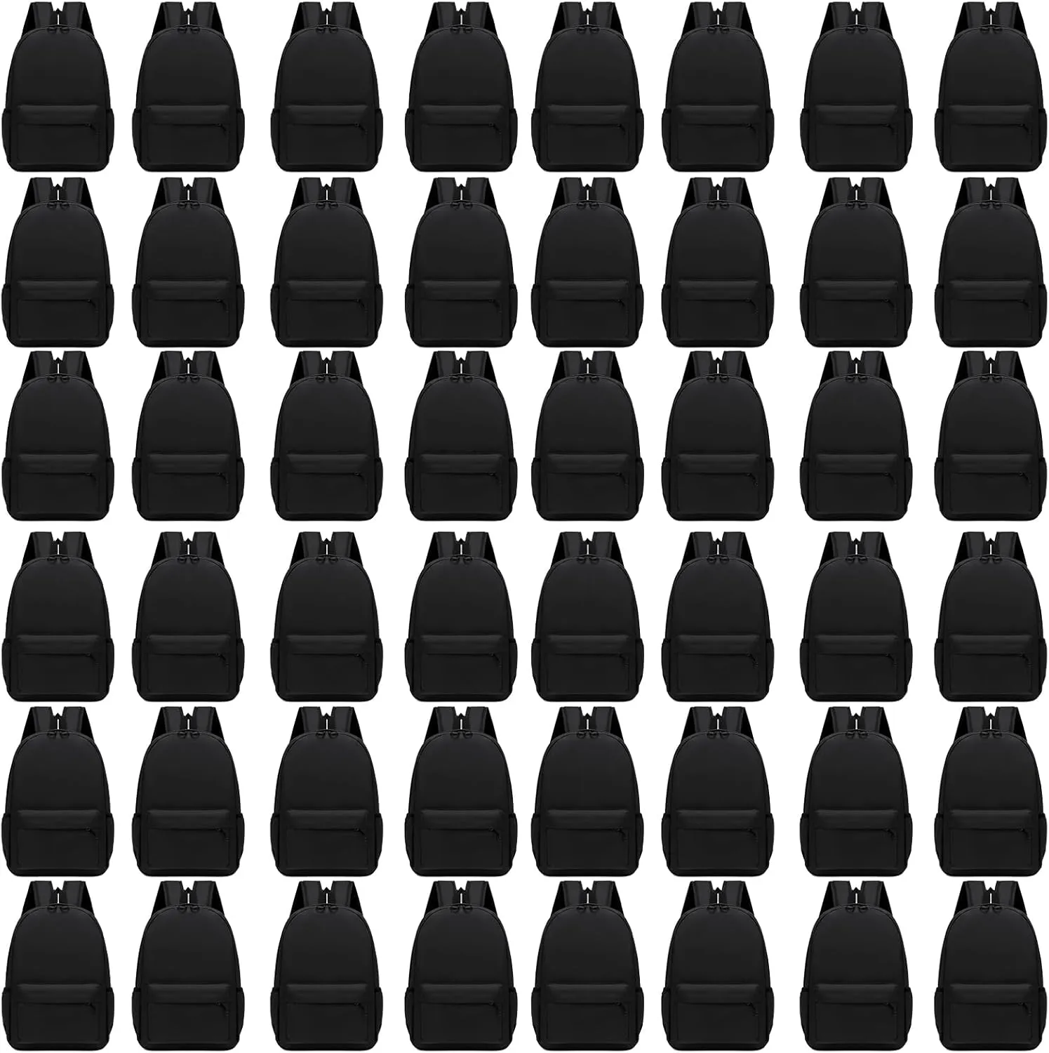 48Pack 17inch School Backpacks in Bulk for Student Outdoor Travel Book Bag Wholesale Zippered Schoolbag for Elementary Middle High Schools Students Back to School Supplies, Black
