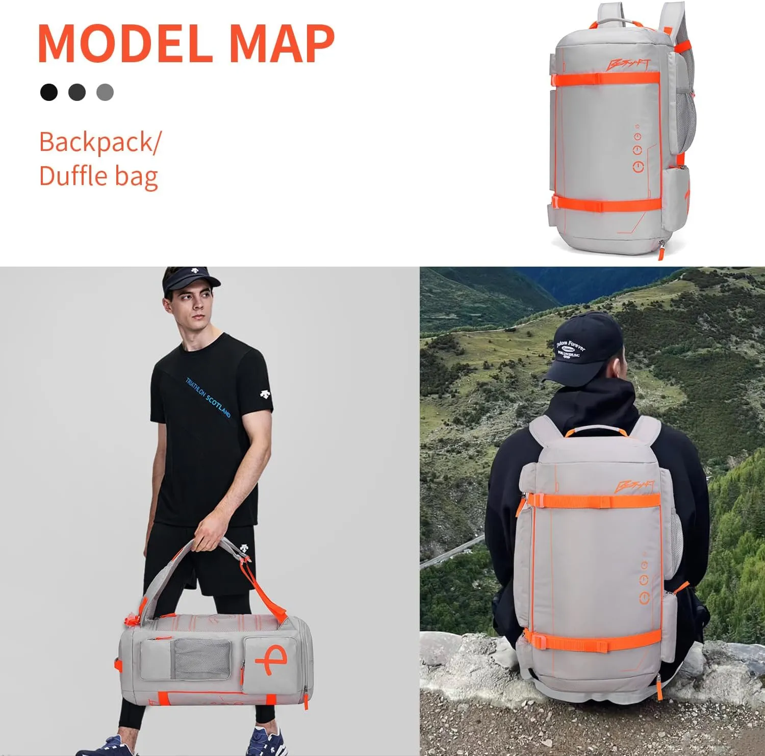 50L Extra Large Gym Backpack for Men, Big Gym Bag with Shoes Compartment, Waterproof Heavy Duty Duffel Bags, Men's Workout Backpacks for Outdoor Sport,Hiking,Camping,Travel
