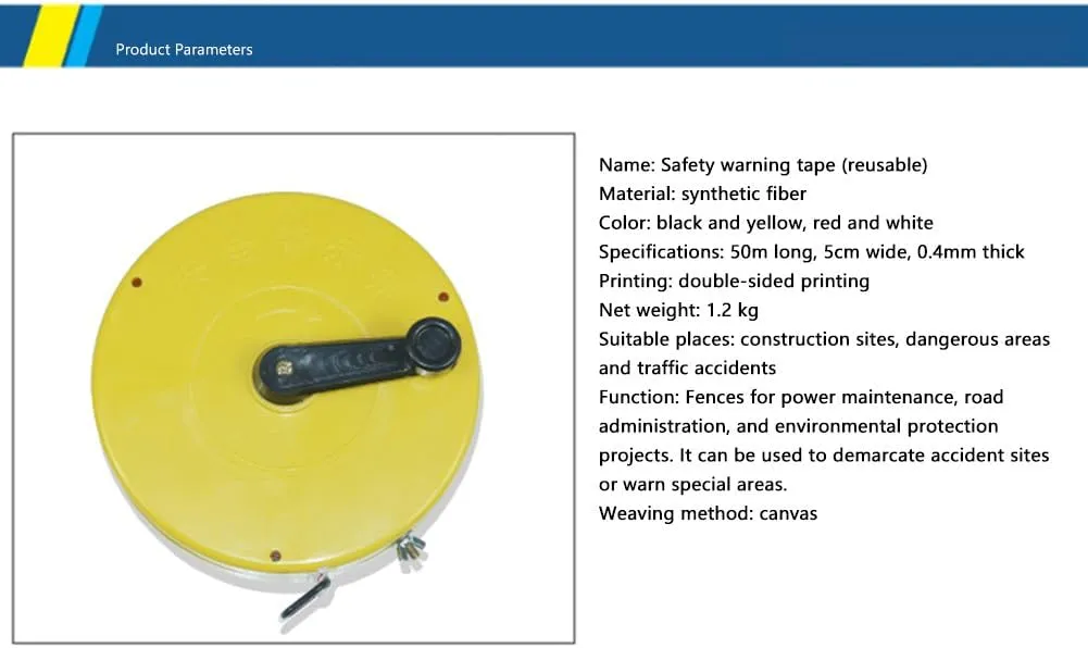 50m/164ft Double-Sided Printing Warning line Retractable Canvas Warning Isolation Belt Note Safety Warning Tape(Yellow)