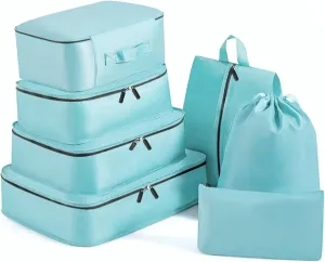 7 Set Packing Cubes Luggage Packing Organizers for Travel Accessories Luggage Carry On Suitcase-Blue
