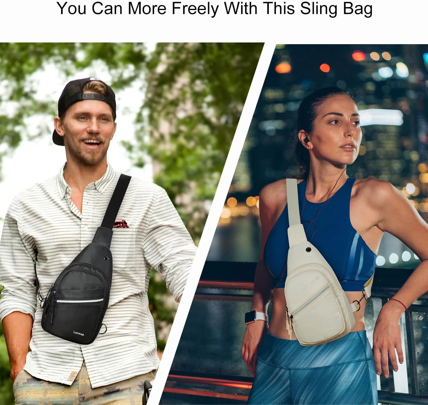 7L Sling Bag For Women Men Backpack Fanny Pack Crossbody Chest Travel Shoulder Belt Bags Purse Handbag PU Leather