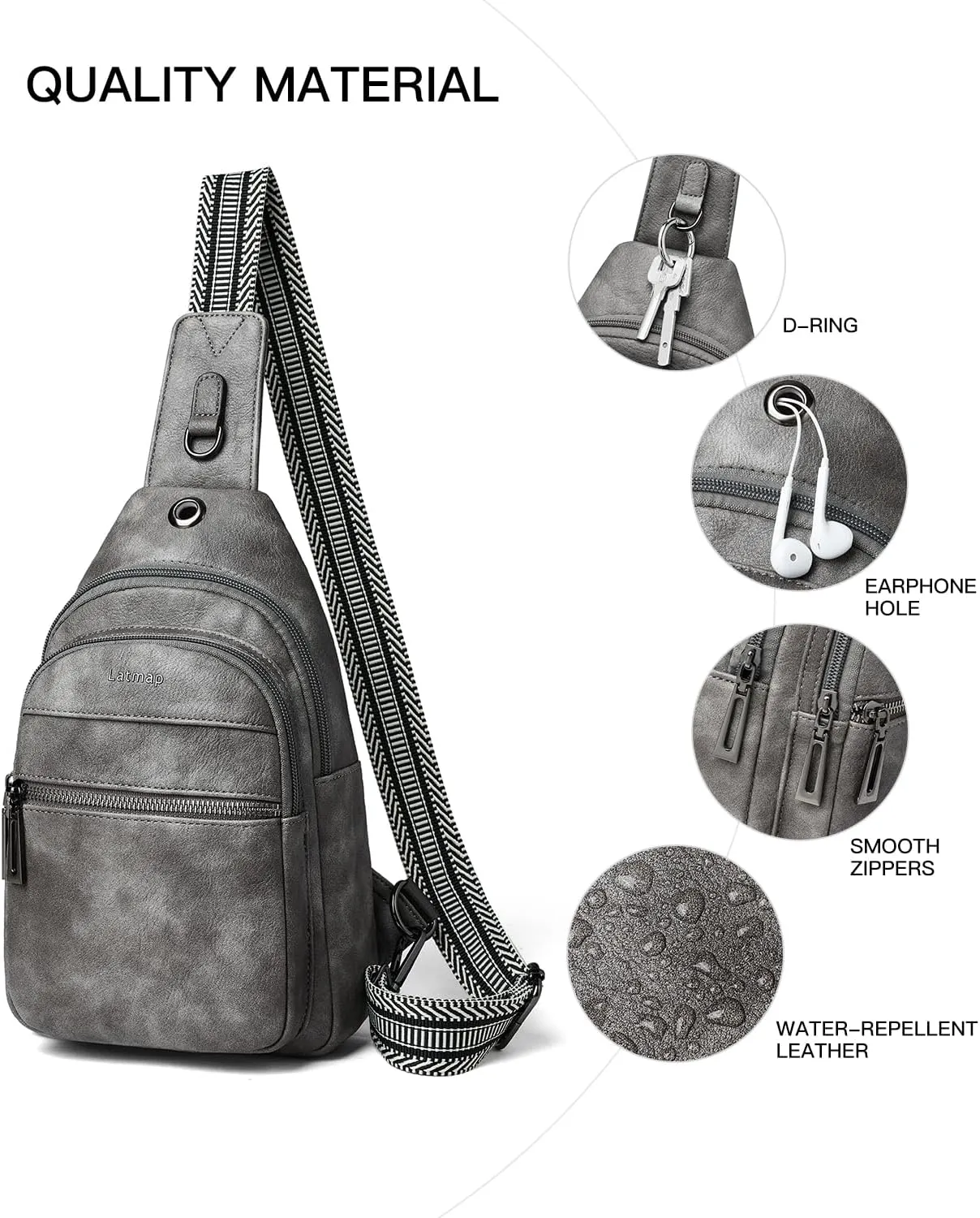 7L Sling Bag For Women Men Crossbody Shoulder Tote Blet Bags Backpack Fanny Pack Travel Purse Faux Leather