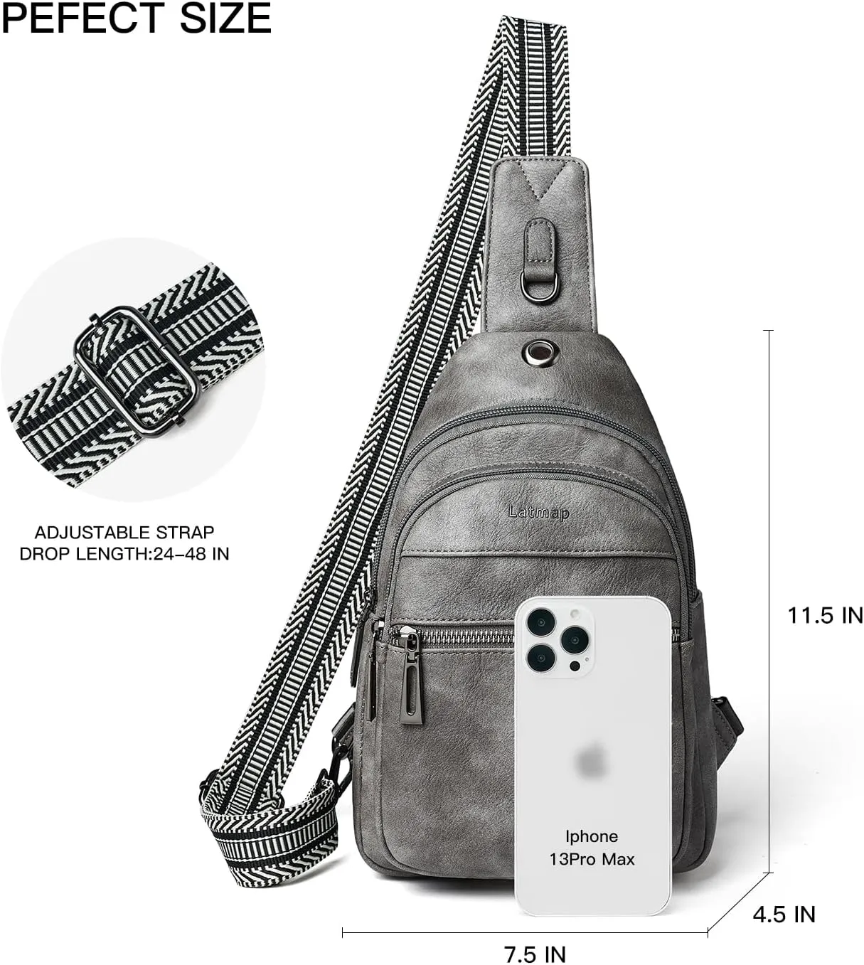 7L Sling Bag For Women Men Crossbody Shoulder Tote Blet Bags Backpack Fanny Pack Travel Purse Faux Leather