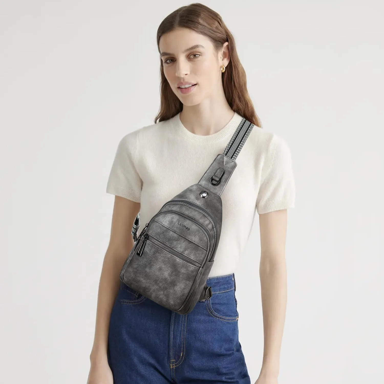7L Sling Bag For Women Men Crossbody Shoulder Tote Blet Bags Backpack Fanny Pack Travel Purse Faux Leather