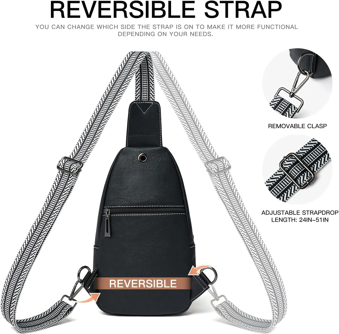 7L Sling Bag for Women Men Leather Small Sling Backpack Daypack Anti Theft Fanny Pack Crossbody Purse Travel