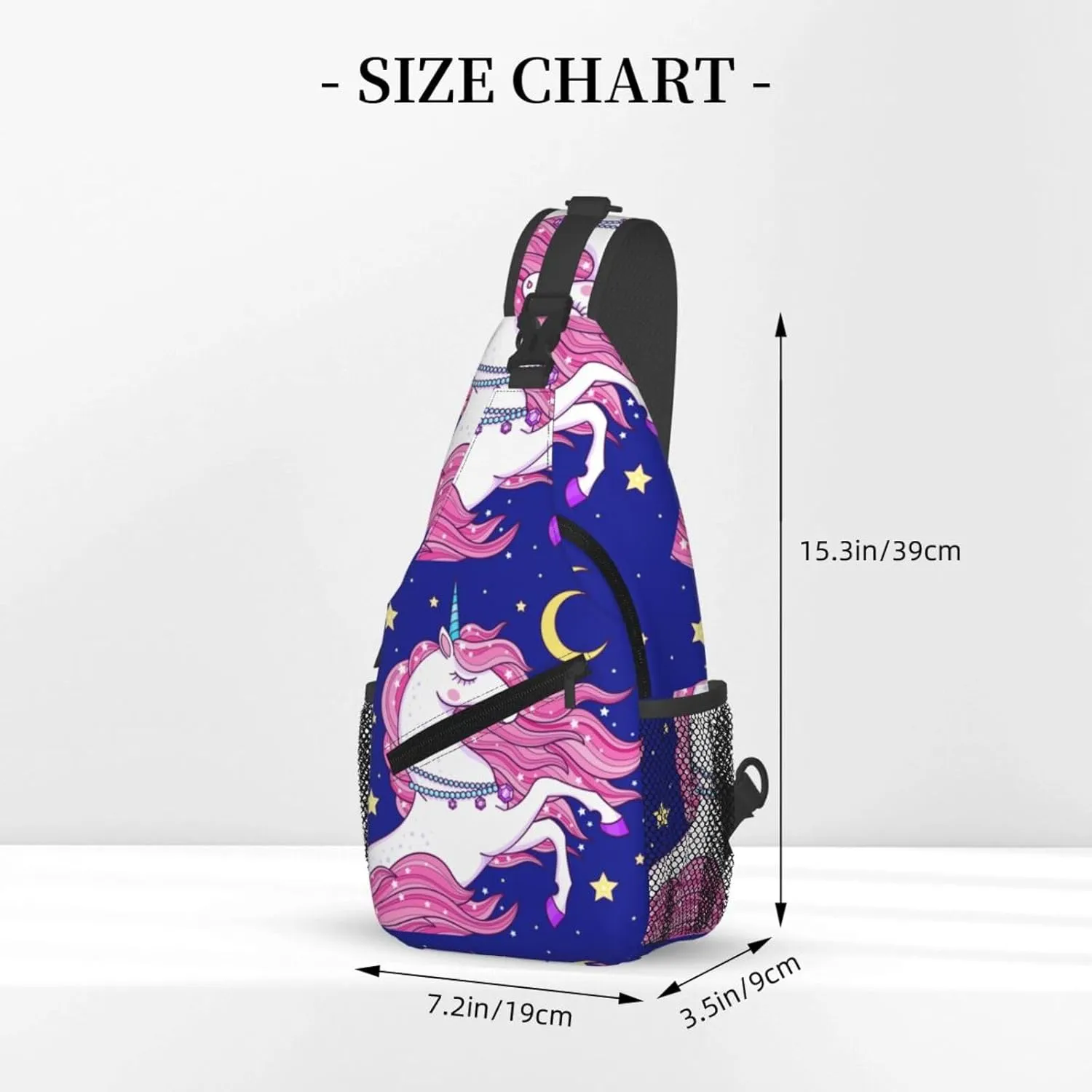 A Beautiful Unicorns With A Pink Mane Chest Sling Bag Crossbody Shoulder Backpack Bag Gym Cycling Daypack Travel Hiking Cross Bag