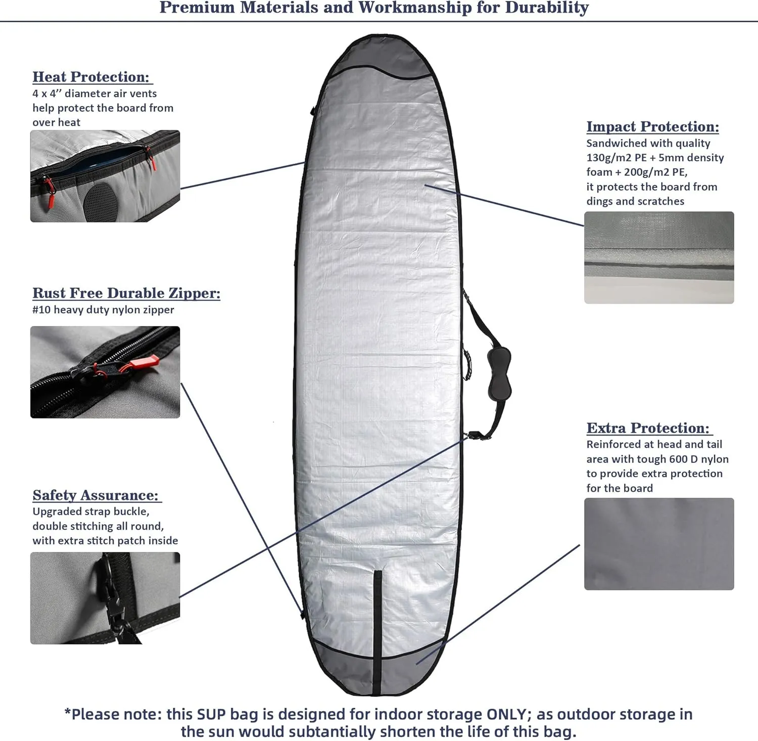 Abahub Premium SUP Travel Bag, Foam Padded Stand-up Paddleboard Cover Case, Paddle Board Carrying Bags for Paddleboarding, Outdoor, Airplane, Car, Truck