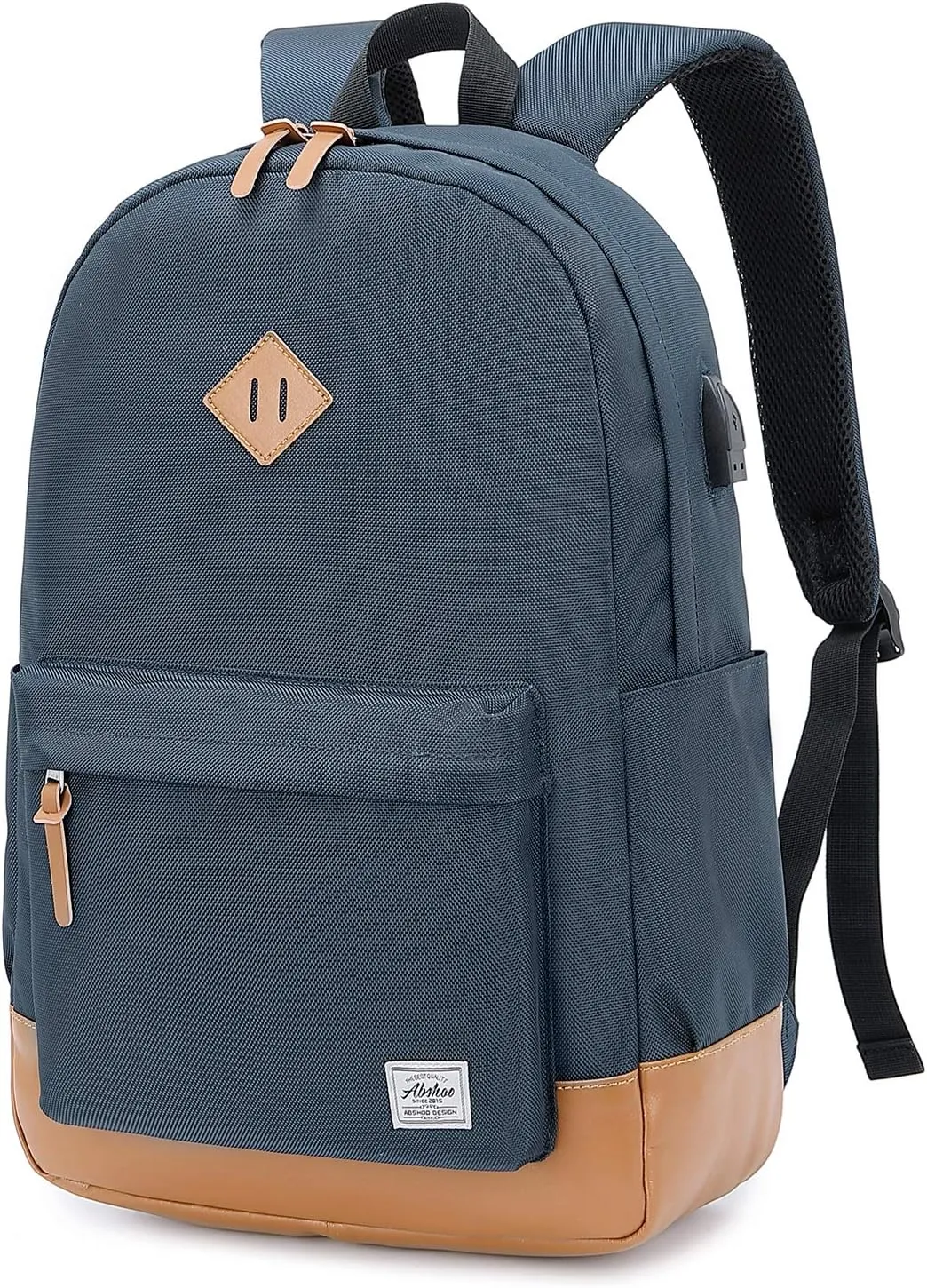 abshoo Classical Basic Womens Travel Backpack For College Men Water Resistant Laptop School Bookbag (USB Navy)
