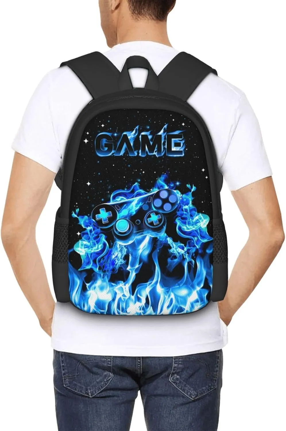 Abstract Gamepad Backpack School Boys Backpack Ages 8-10 Video Games Gaming Water Resistant Bags Bookbag Travel Hiking Camping Daypack For Adults Teens Boys Girls
