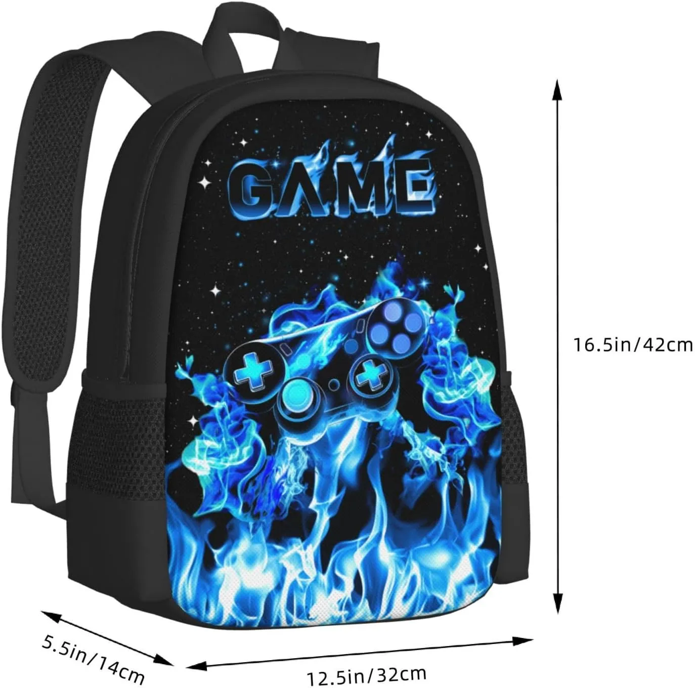 Abstract Gamepad Backpack School Boys Backpack Ages 8-10 Video Games Gaming Water Resistant Bags Bookbag Travel Hiking Camping Daypack For Adults Teens Boys Girls