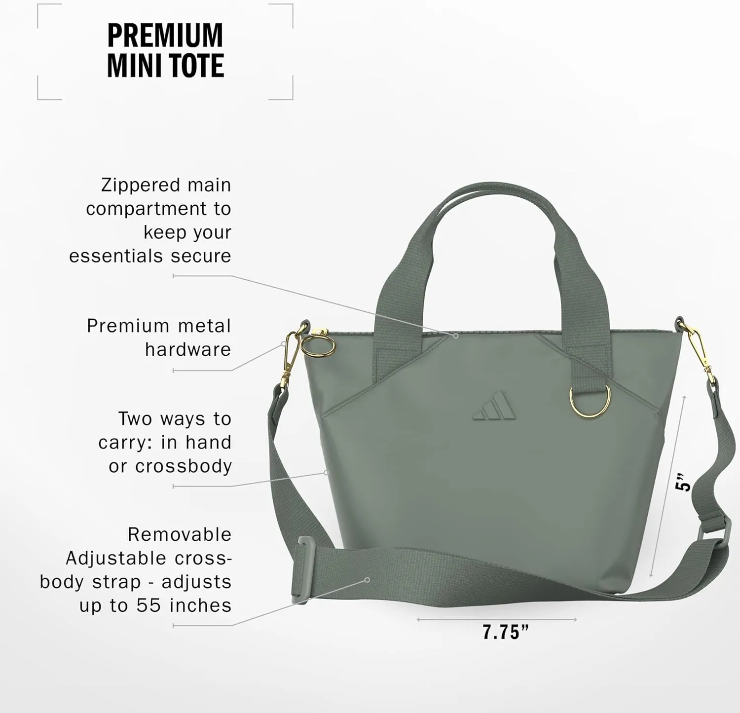 adidas Mini Tote (5l) Small Compact Durable Travel Crossbody Carry Bag