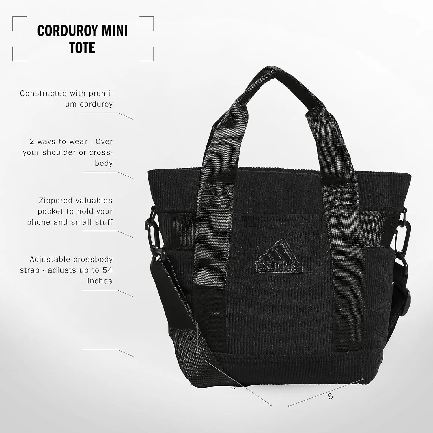 adidas Mini Tote (5l) Small Compact Durable Travel Crossbody Carry Bag