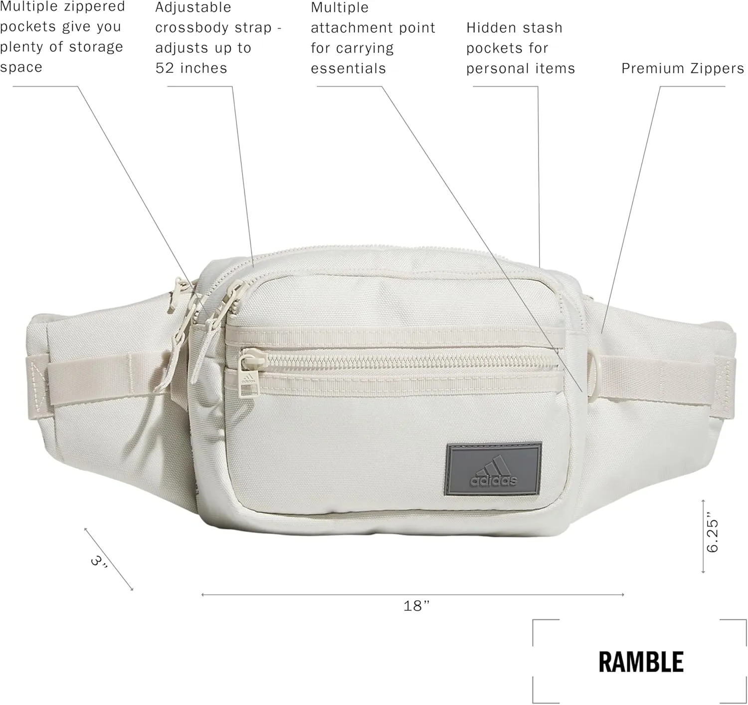 adidas Ramble Crossbody Bag for Festivals, Travel and Hiking