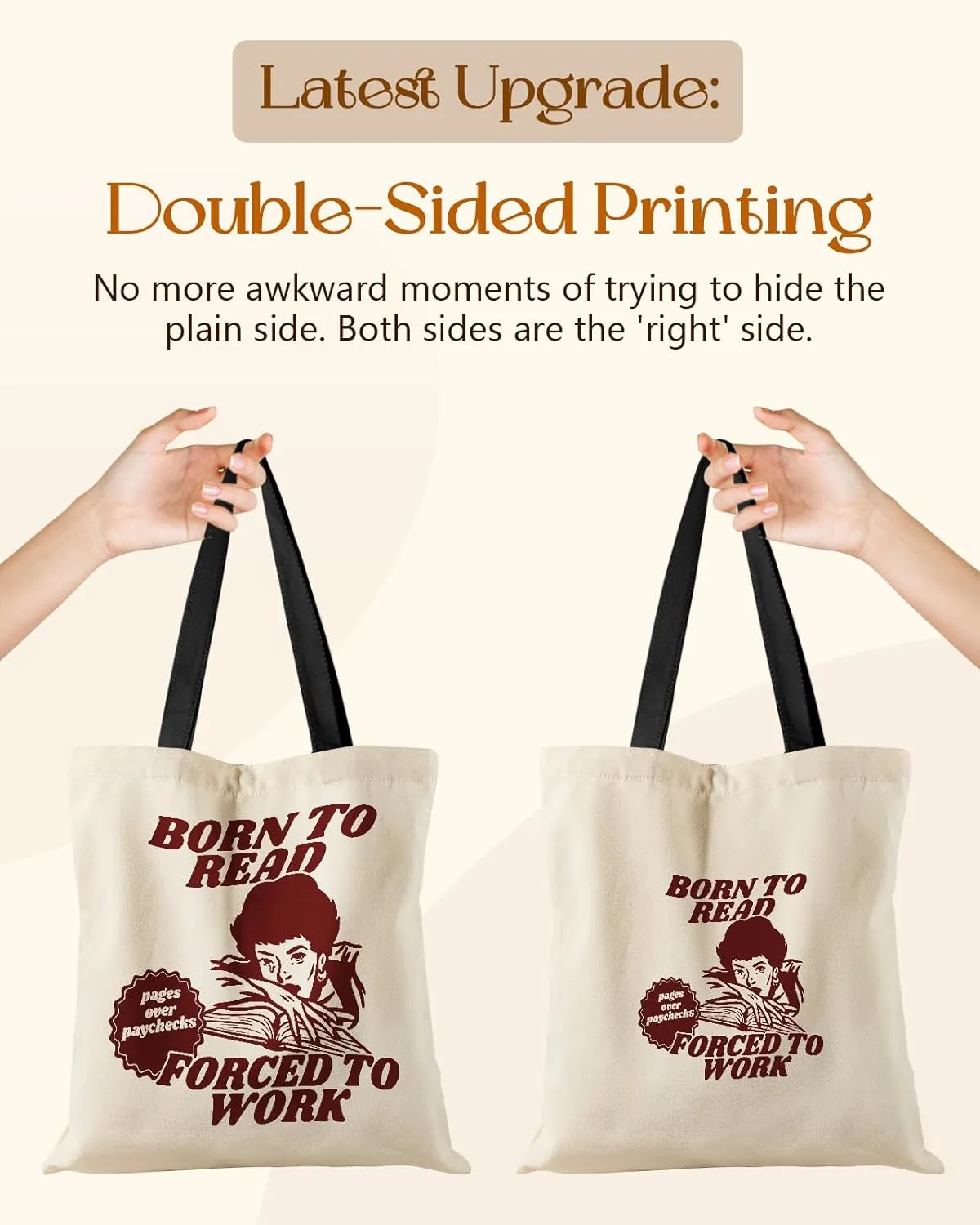 Aesthetic Tote Bag for Girls - with Magnetic Buckle and Zipper Inner Pocket for Women Lady Canvas Cotton Tote Bag