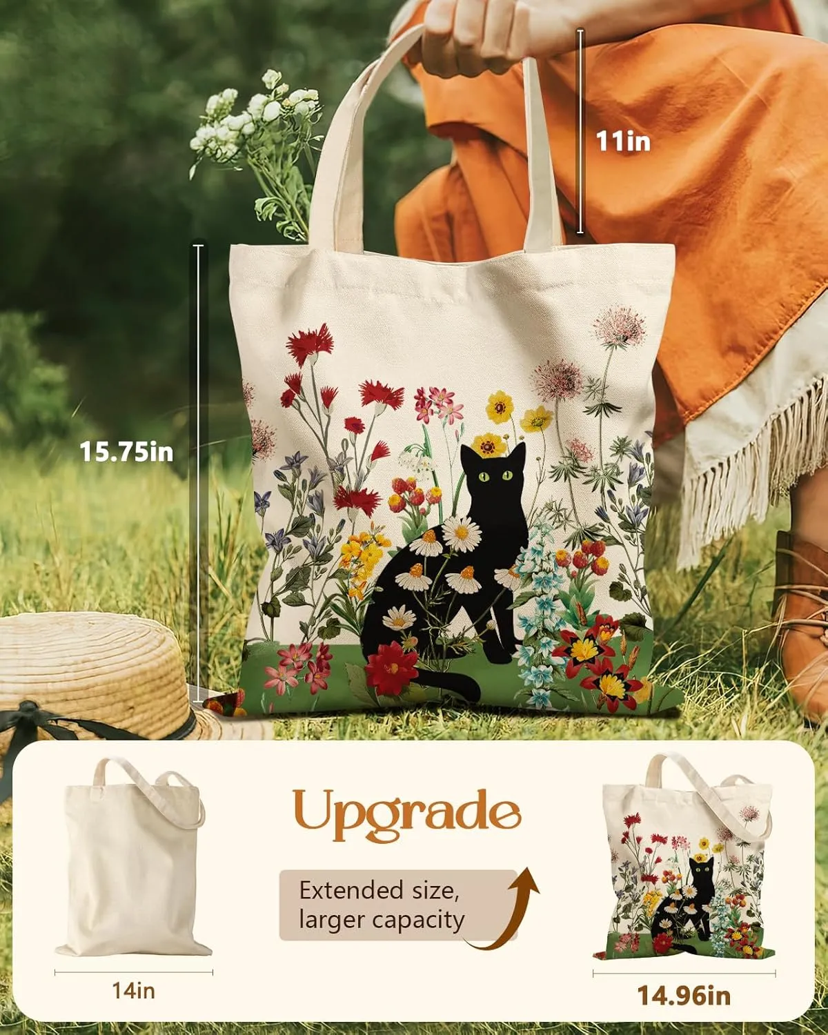 Aesthetic Tote Bag - with Magnetic Buckle and Zipper Inner Pocket for Women Lady Cloth Cotton Tote Bag