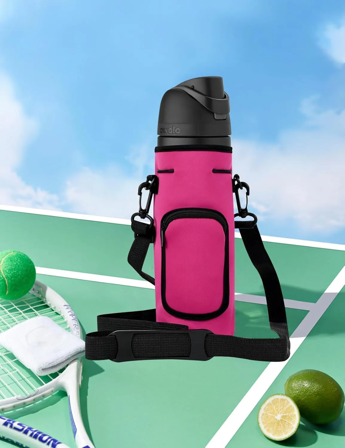 AF-WAN Carrier Water Bottle Insulation Sleeve,Waterproof, Anti-Slip, Anti-Scratch Pouch with Shoulder Strap, Compatible with Owala Insulated Stainless Steel Water Bottle (Rose Red, For 32 oz)