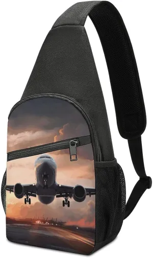 Airplane Art Sling Bag Travel Sling Backpack Man Purse for Men Hiking Crossbody Bags Chest Bag Shoulder Chest Pack
