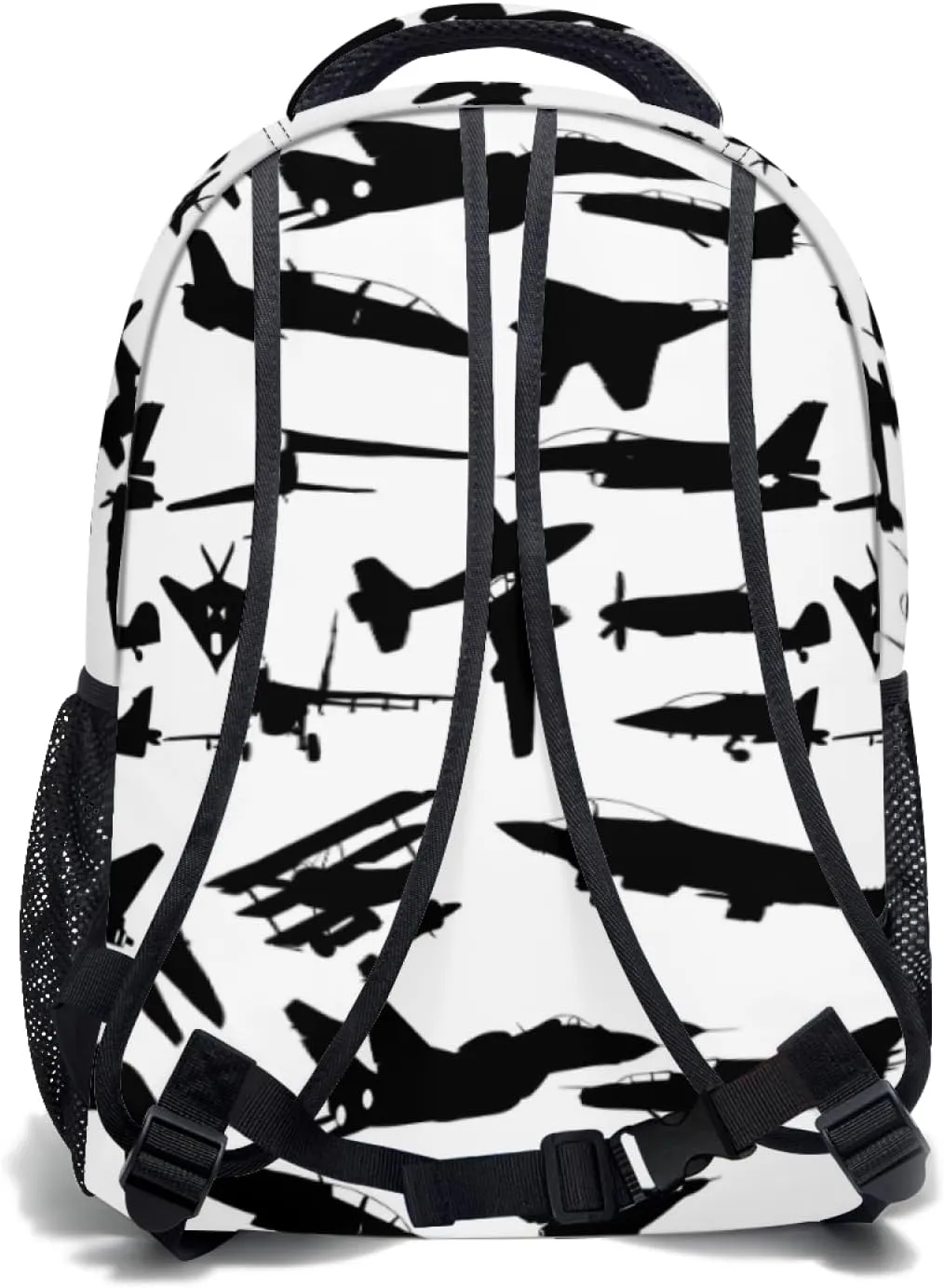 Airplane Jet Fighters Backpack With Adjustable Padded Shoulder Straps 17 Inch Daypacks For College Travel