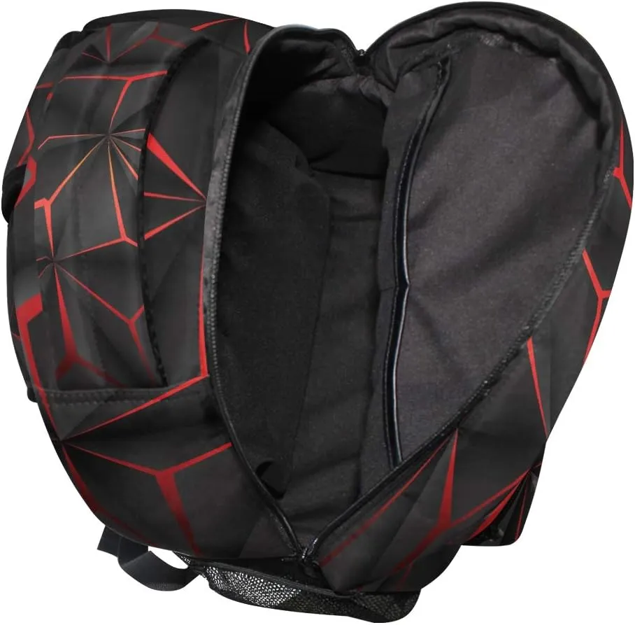 ALAZA 3D Geometric Black Polygon Red Futuristic Large Backpack Personalized Laptop iPad Tablet Travel School Bag with Multiple Pockets