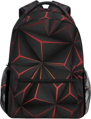 ALAZA 3D Geometric Black Polygon Red Futuristic Large Backpack Personalized Laptop iPad Tablet Travel School Bag with Multiple Pockets