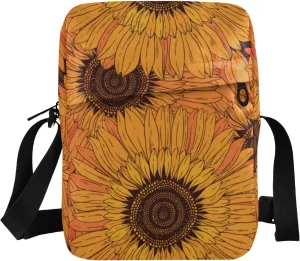 ALAZA Abstract Flowers Sunflowers Crossbody Bag Small Messenger Bag Shoulder Bag with Zipper for Women Men