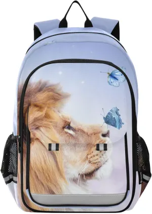 ALAZA African Lion Butterfly Laptop Backpack Purse for Women BookBags 17 inch School Bags Men Boys Girls Travel Casual Daypack