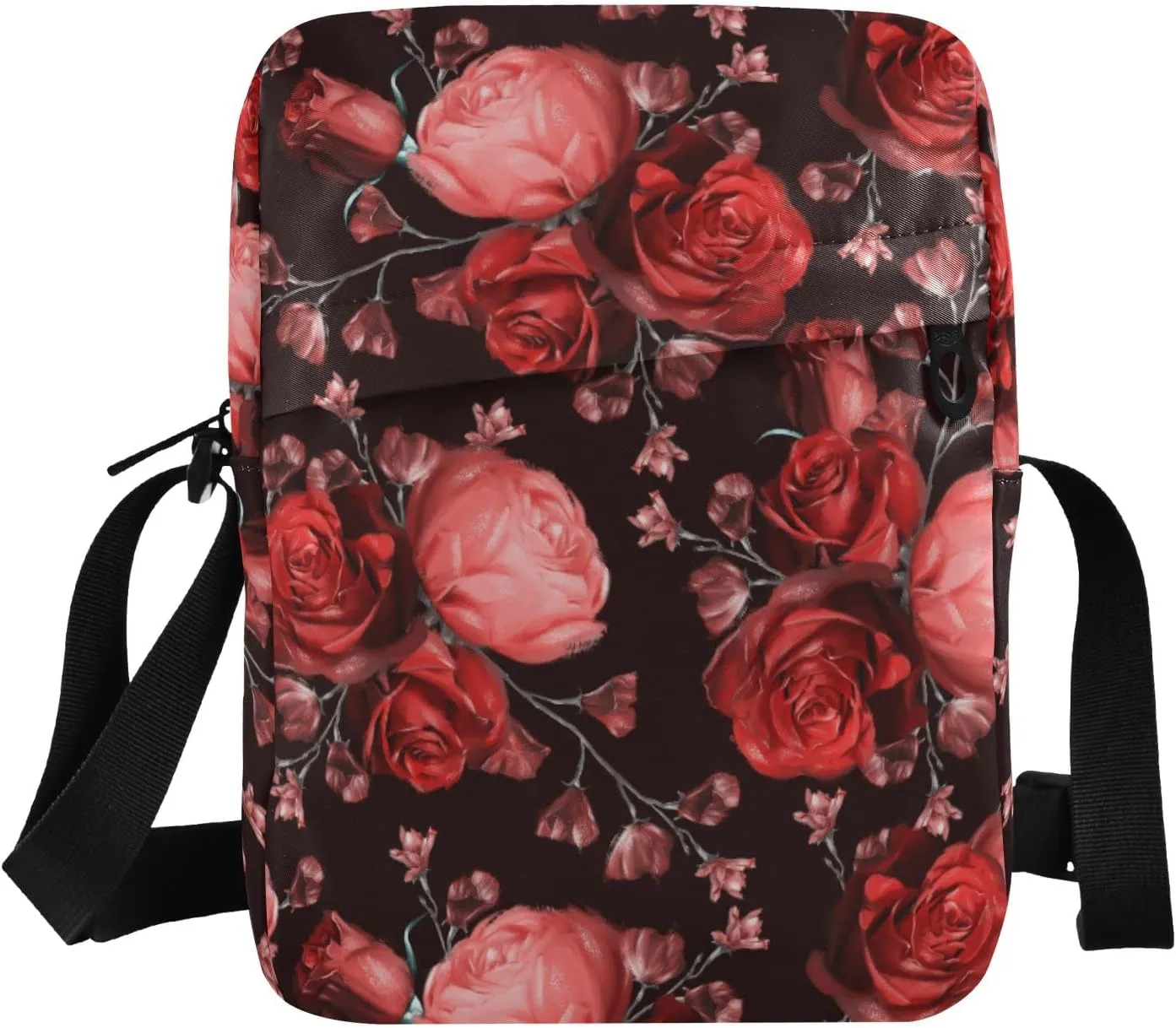 ALAZA Beautiful Wildflowers Rose Crossbody Bag Small Messenger Bag Shoulder Bag with Zipper for Women Men